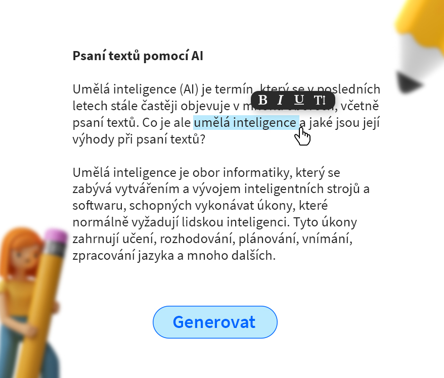 Generovat, upravovat, exportovat.